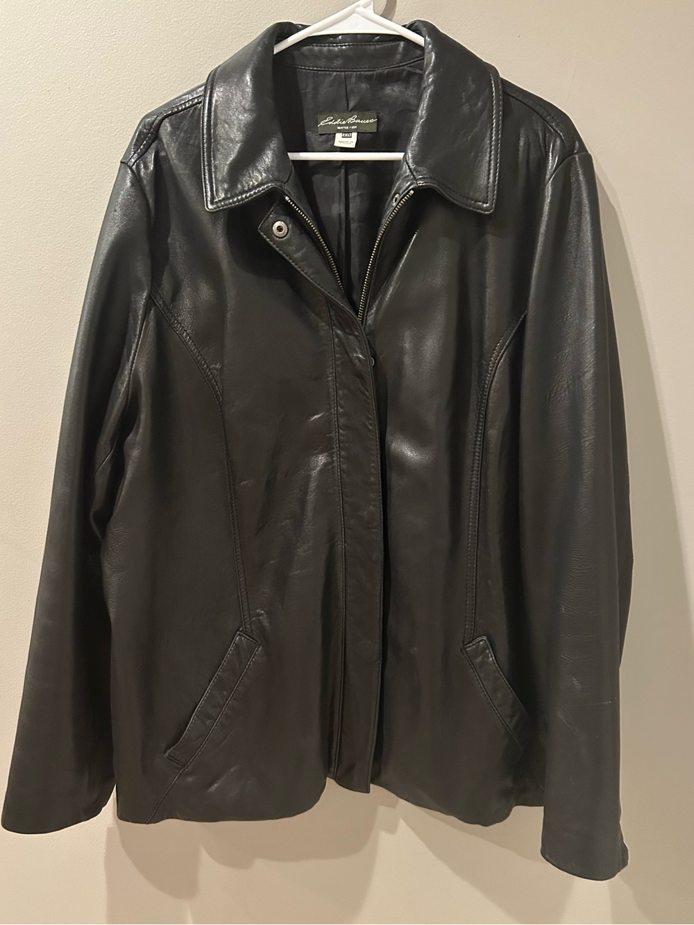 Eddie Bauer Men’s Genuine Lamb Leather Jacket Vintage Y2K Size 2XL Tall Black